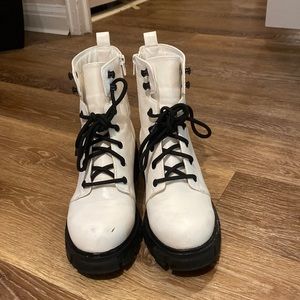 MIA Mila White Lace Up Combat Boot